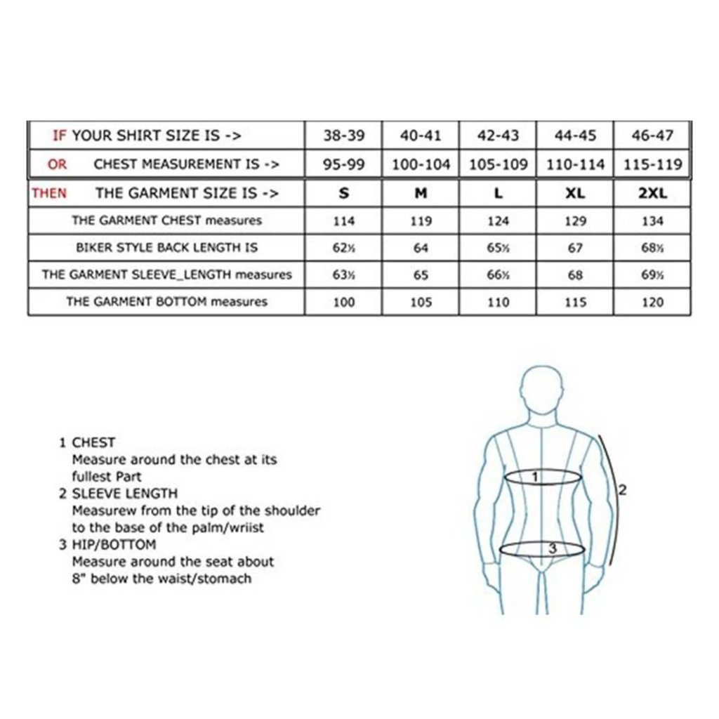 Size Charts for Riding Jackets - Riders Junction